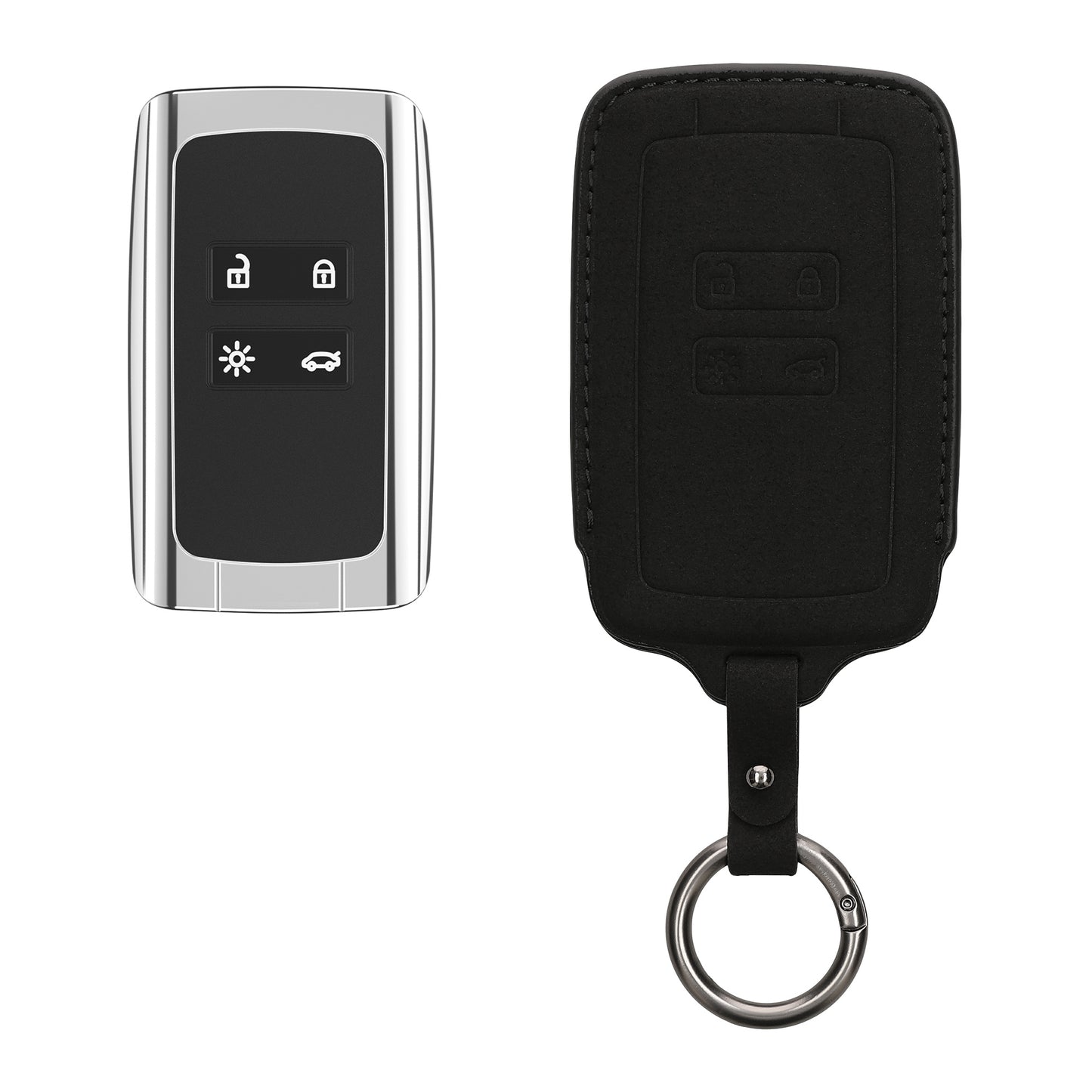 kwmobile Kunstleder Autoschlüssel Cover kompatibel mit Renault 4-Tasten Smartkey Autoschlüssel (nur Keyless Go) Hülle - Schutzhülle mit Schlüsselring