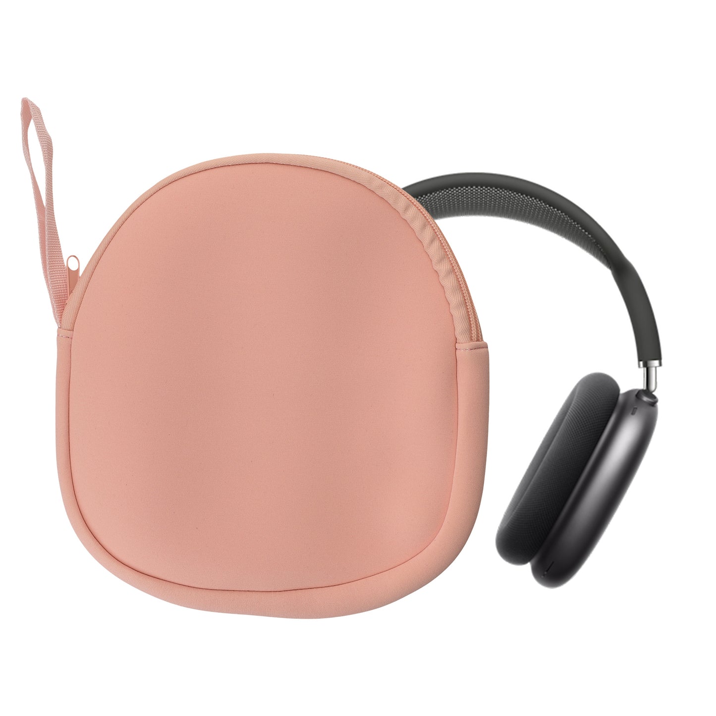 kwmobile Neopren Kopfhörer Tasche kompatibel mit Apple AirPods Max Hülle - Headset Case mit Handschlaufe und Innentasche - Altrosa Altrosa