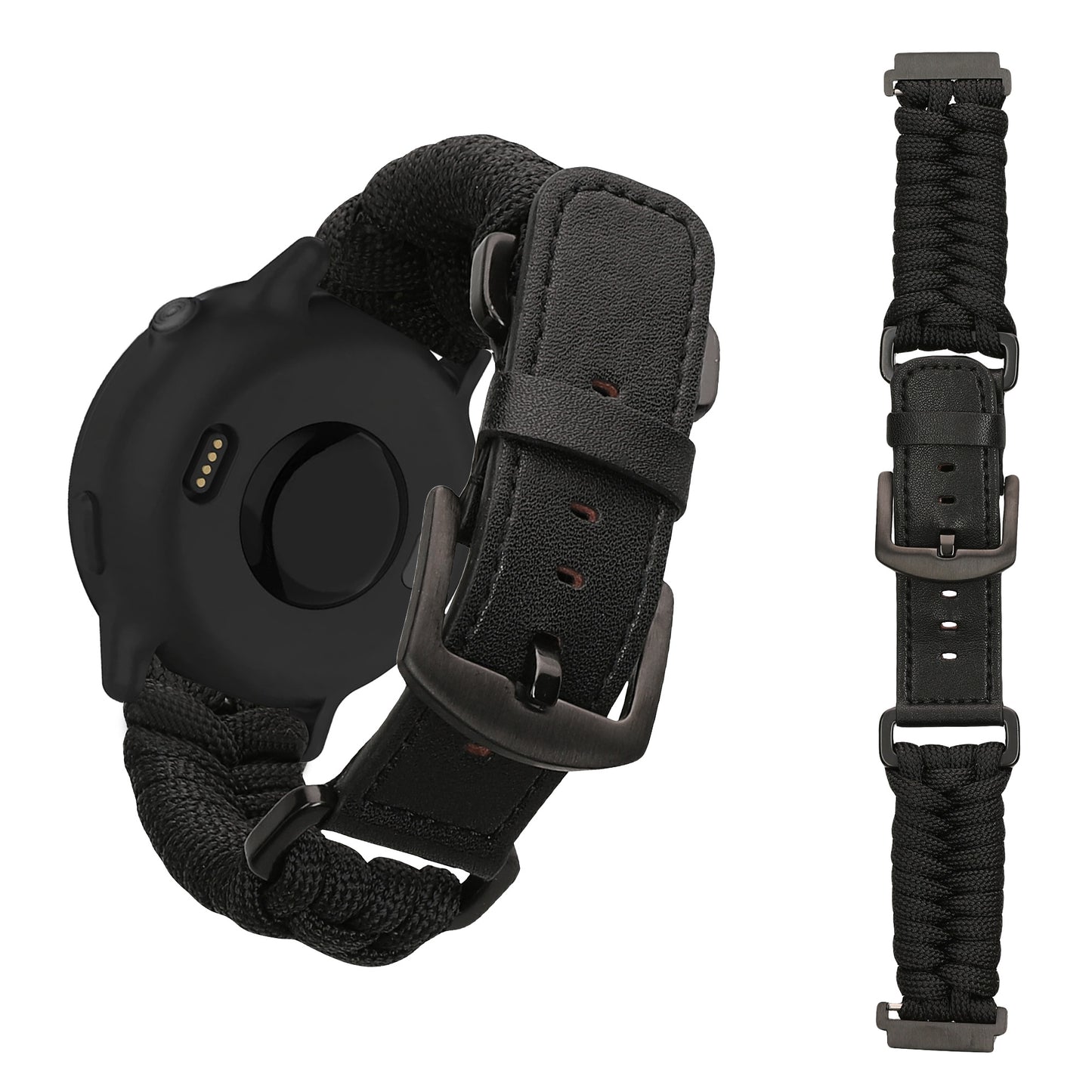 kwmobile Ersatzarmband geflochten kompatibel mit Garmin Vivoactive 6 / Vivoactive 5 / Venu Sq / Amazfit GTS / Bip 3 Armband Fitnesstracker Sportarmband aus PU Leder mit Uhrenverschluss