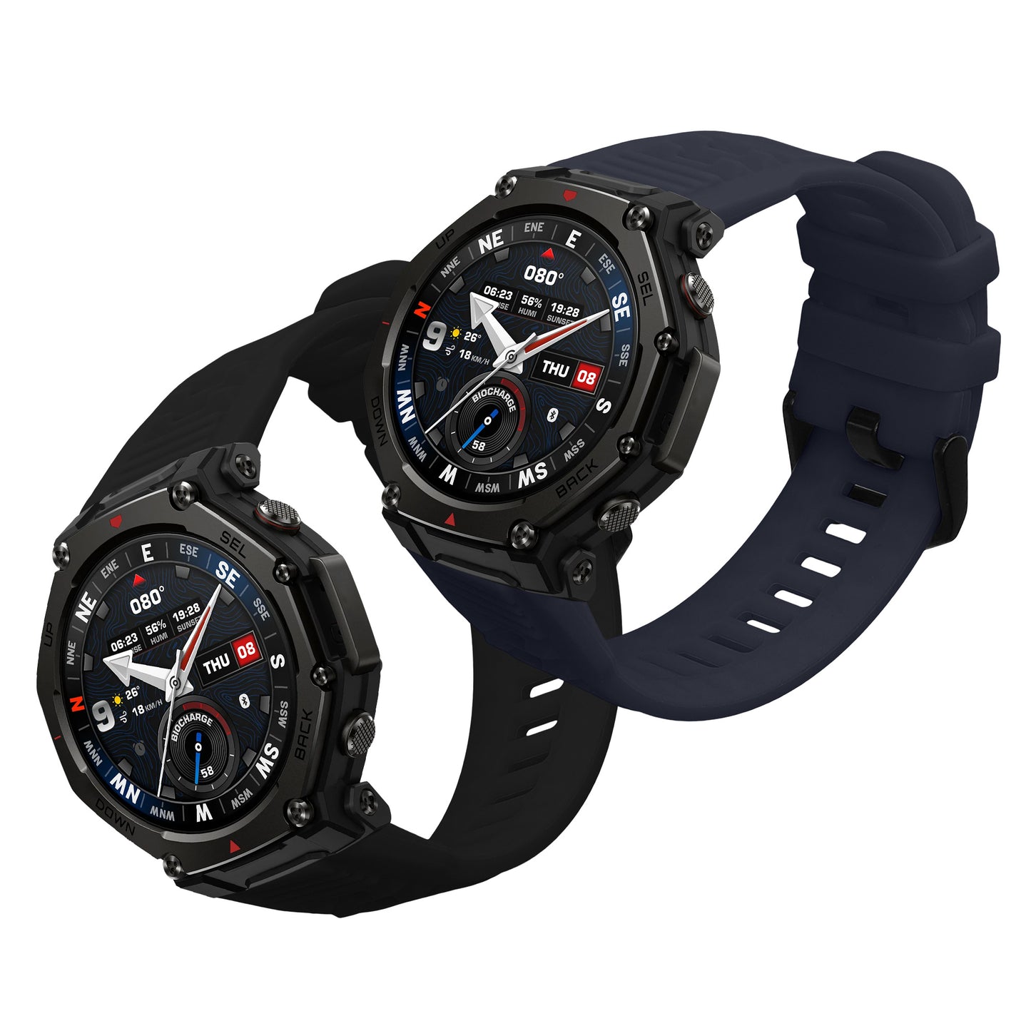 kwmobile Uhrenarmband für Amazfit T-Rex3 Pro 48mm Armband Fitnesstracker Band Set Ersatzarmband Smartwatch