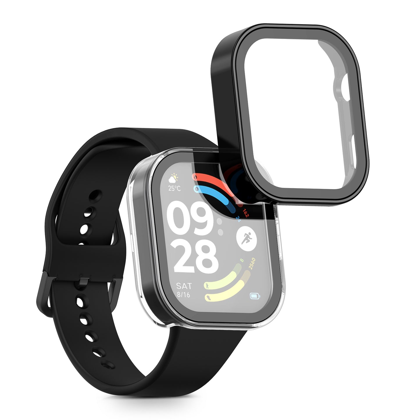 kwmobile Glas Hülle für Xiaomi Redmi Watch 6 Schutzhülle Fullbody Fitnesstracker Case Set