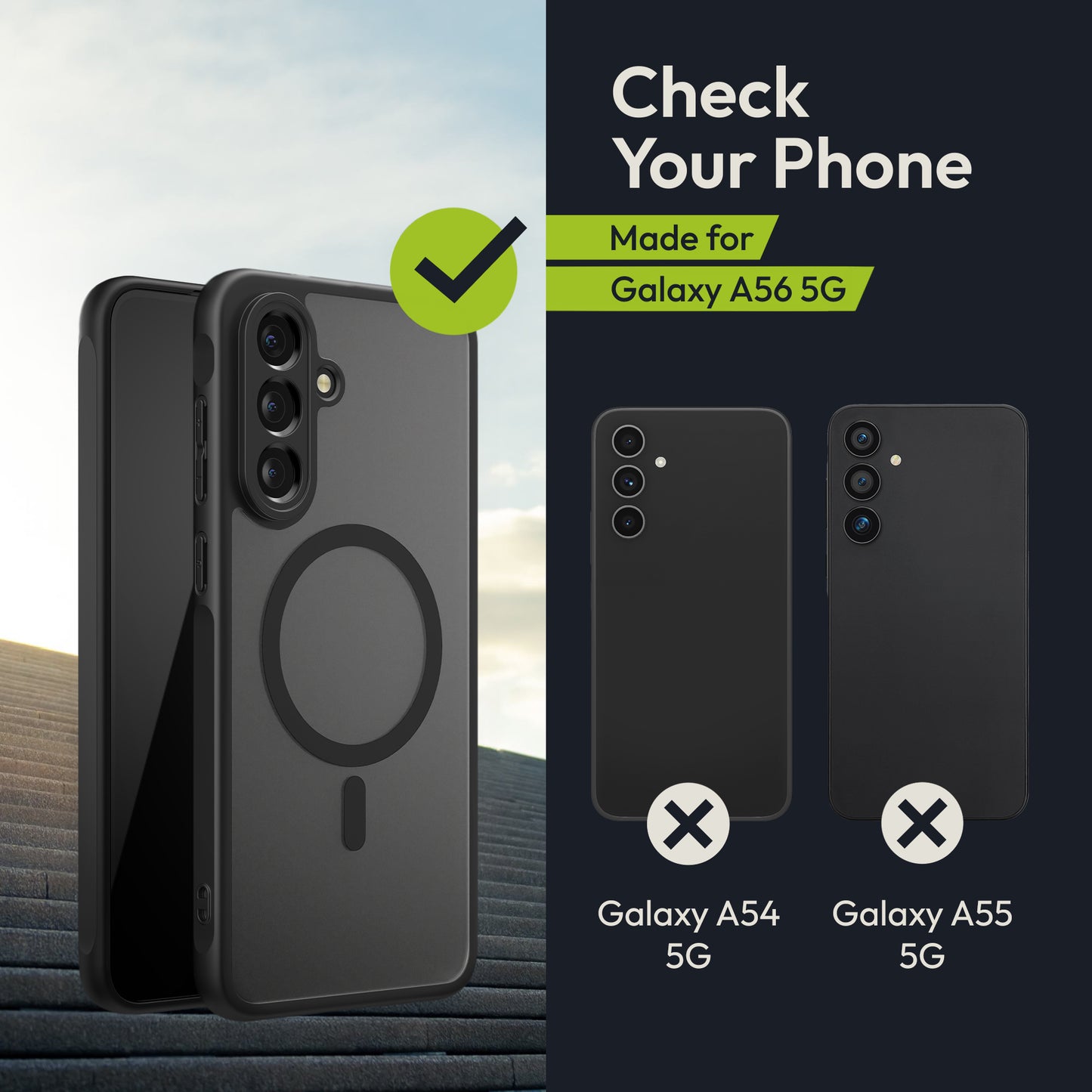 Oakshield Hülle für Samsung Galaxy A56 5G Hülle - Magnetische Handyhülle halbtransparent - Schutzhülle stoßfest mit Kameraschutz - Mit Glas Folie - Case
