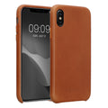 kalibri Schutzhülle kompatibel mit Apple iPhone X - Hülle Leder - Hardcover Handy Cover Case Cognac Cognac  
