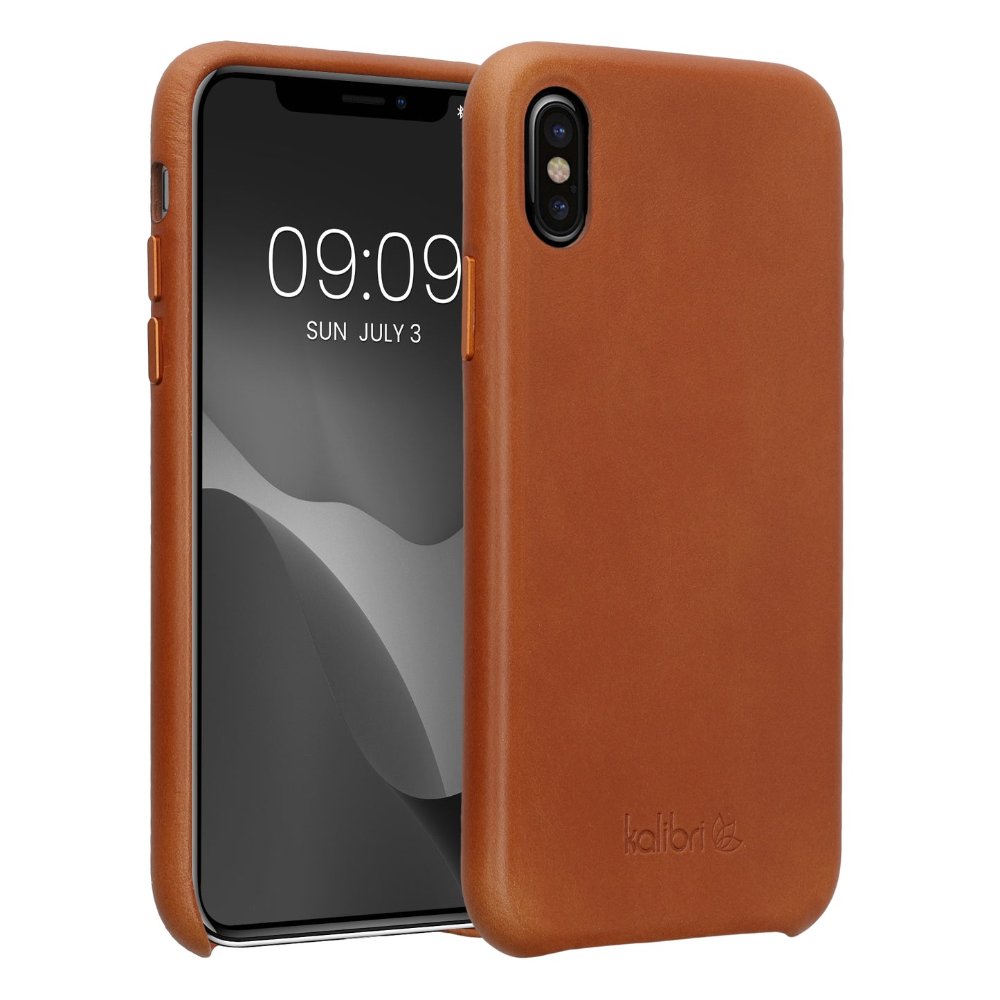 kalibri Schutzhülle kompatibel mit Apple iPhone X - Hülle Leder - Hardcover Handy Cover Case Cognac Cognac  