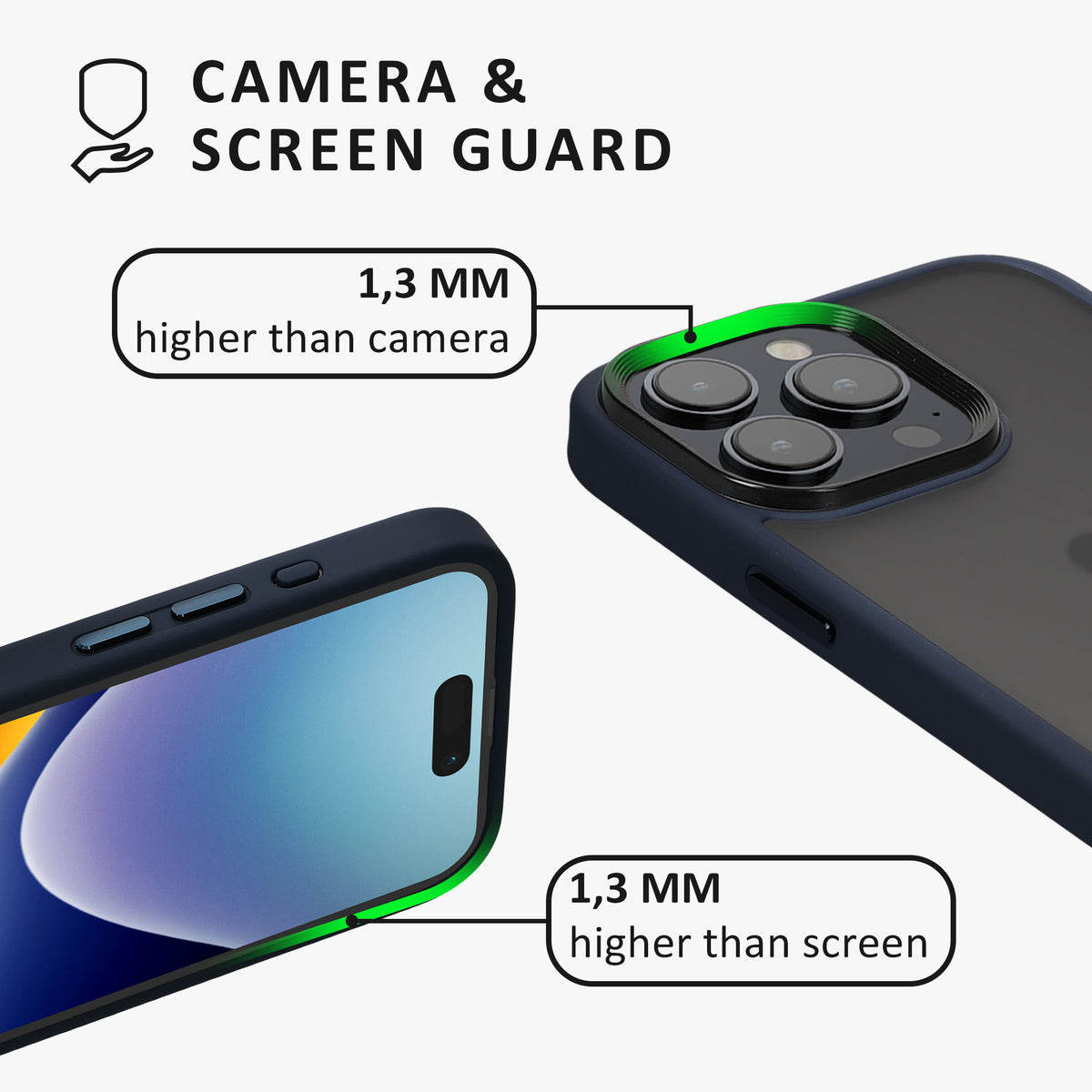 iPhone 15 Pro Max Handyhülle Milchglas Dunkelblau