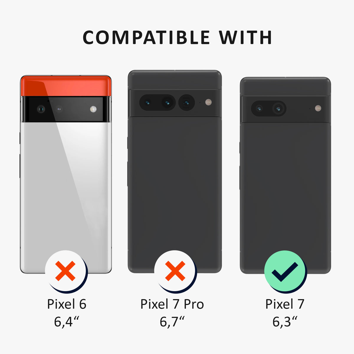 kalibri Hülle kompatibel mit Google Pixel 7 Case - Glitzer Cover - Acryl TPU Schutzhülle - Handyhülle in Silber