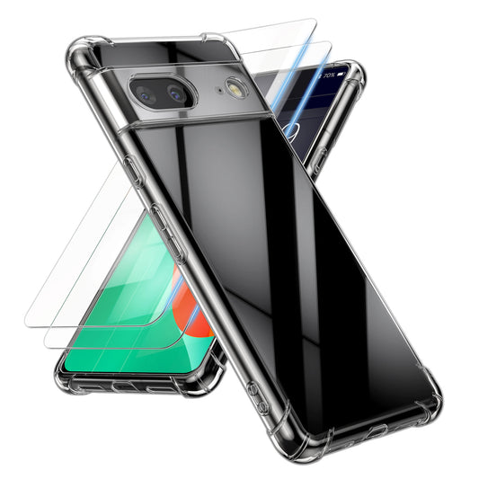 kalibri Hülle kompatibel mit Google Pixel 7 Case - Handyhülle mit 2x Glas Schutz Folie - Cover Handyhülle