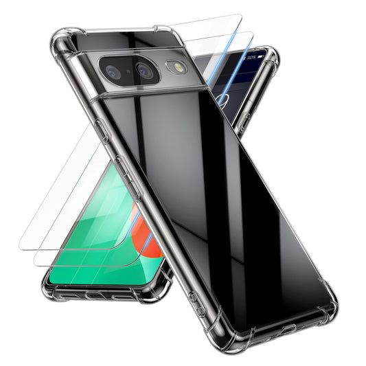 kalibri Hülle kompatibel mit Google Pixel 8 Case - Handyhülle mit 2x Glas Schutz Folie - Cover Handyhülle