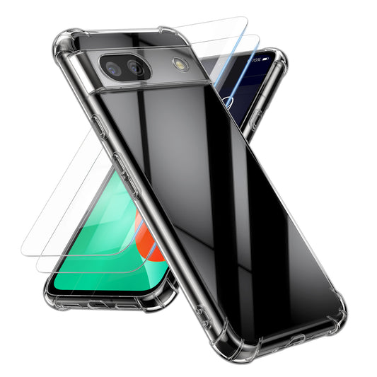 kalibri Hülle kompatibel mit Google Pixel 8a Case - Handyhülle mit 2x Glas Schutz Folie - Cover Handyhülle