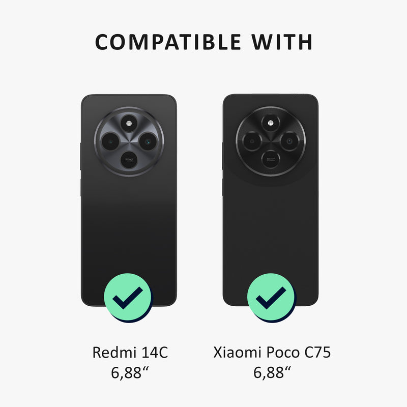 kalibri Hülle kompatibel mit Xiaomi Redmi 14C / Poco C75 Case - Handyhülle mit 2x Glas Schutz Folie - Cover Handyhülle
