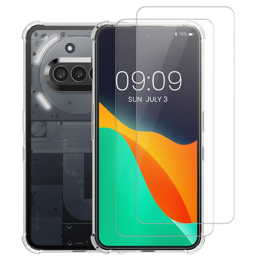 kalibri Hülle kompatibel mit Nothing Phone 3a Case - Handyhülle mit 2x Glas Schutz Folie - Cover Handyhülle