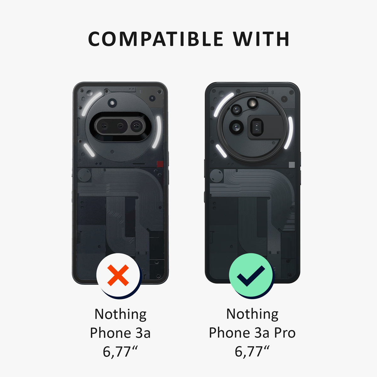 kalibri Hülle kompatibel mit Nothing Phone 3a Pro Case - Handyhülle mit 2x Glas Schutz Folie - Cover Handyhülle