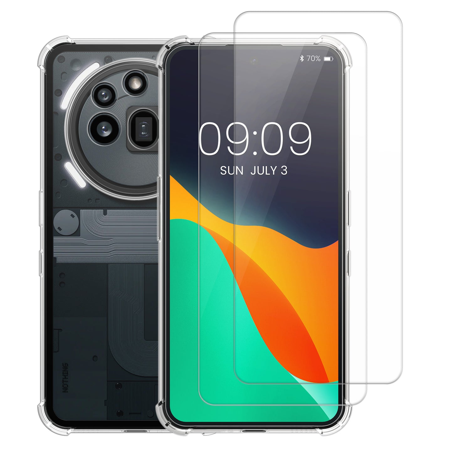 kalibri Hülle kompatibel mit Nothing Phone 3a Pro Case - Handyhülle mit 2x Glas Schutz Folie - Cover Handyhülle