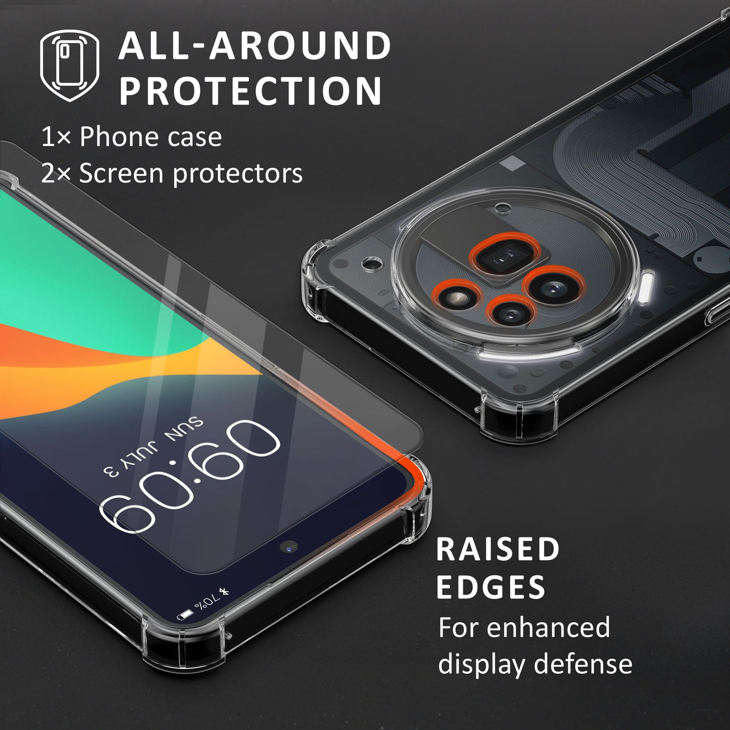 kalibri Hülle kompatibel mit Nothing Phone 3a Pro Case - Handyhülle mit 2x Glas Schutz Folie - Cover Handyhülle