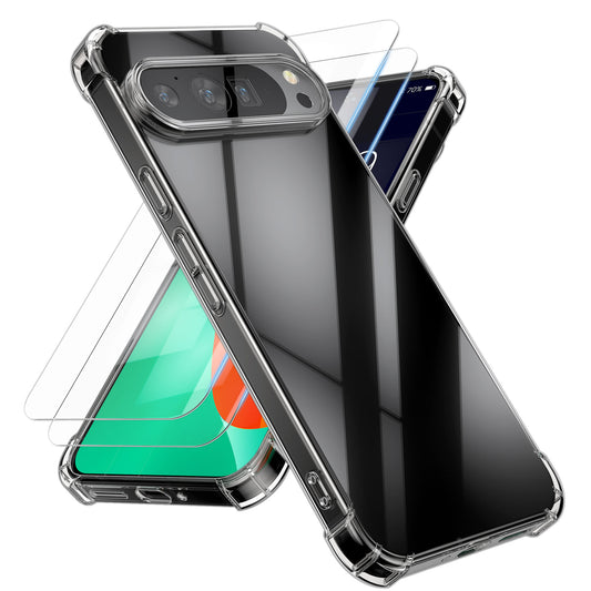 kalibri Hülle kompatibel mit Google Pixel 10 / Pixel 10 Pro Case - Handyhülle mit 2x Glas Schutz Folie - Cover Handyhülle
