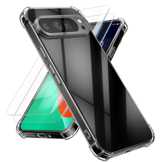kalibri Hülle kompatibel mit Google Pixel 10 Pro XL Case - Handyhülle mit 2x Glas Schutz Folie - Cover Handyhülle