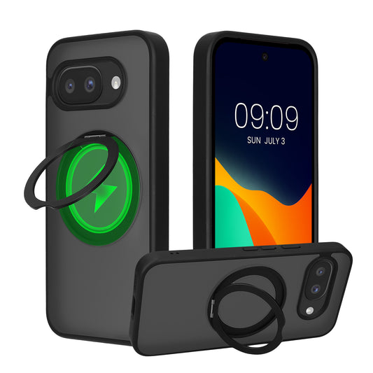 kalibri Schutzhülle mit Standringhalter kompatibel mit Google Pixel 10a Hülle - Kickstand 360° Ring Hardcase kompatibel mit MagSafe