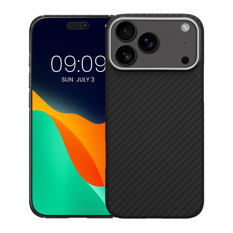 kalibri Schutzhülle kompatibel mit Apple iPhone 17 Pro Max - Hülle Aramid Schwarz matt
