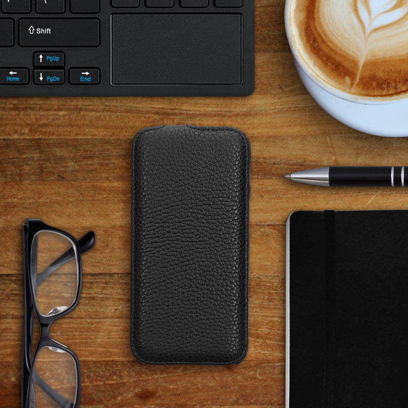 kalibri Flip Hülle Ultra Slim kompatibel mit Apple iPhone 17e / iPhone 16e - Leder Case Schutzhülle Tasche in Schwarz Schwarz