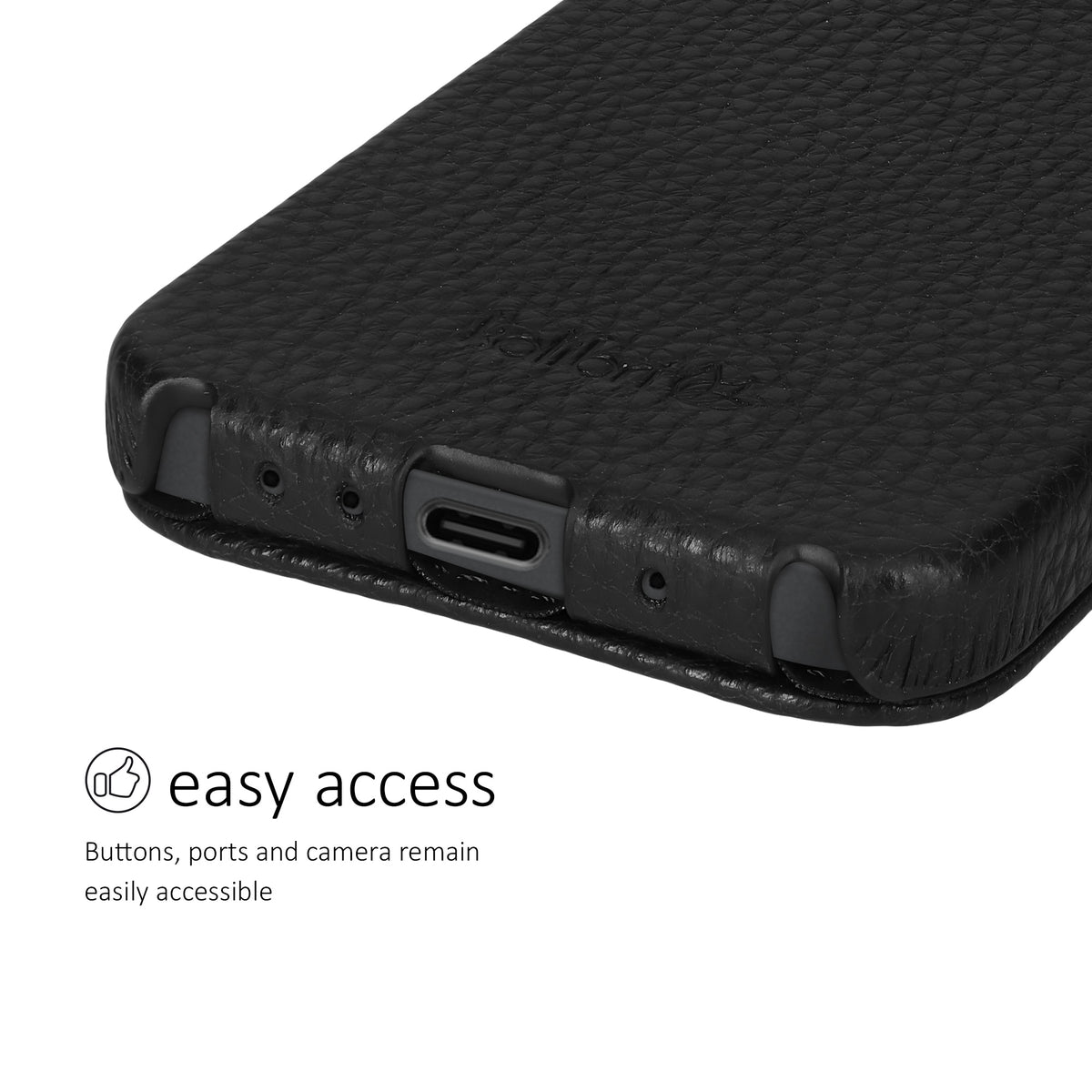 kalibri Flip Hülle Ultra Slim kompatibel mit Apple iPhone 17e / iPhone 16e - Leder Case Schutzhülle Tasche in Schwarz Schwarz
