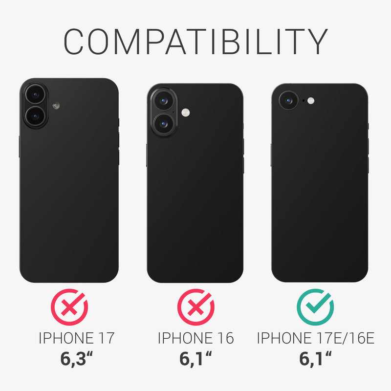 kalibri Flip Hülle Ultra Slim kompatibel mit Apple iPhone 17e / iPhone 16e - Leder Case Schutzhülle Tasche in Schwarz Schwarz
