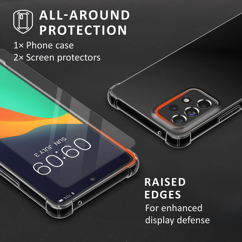 kalibri Hülle kompatibel mit Samsung Galaxy A53 5G Case - Handyhülle mit 2x Glas Schutz Folie - Cover Handyhülle