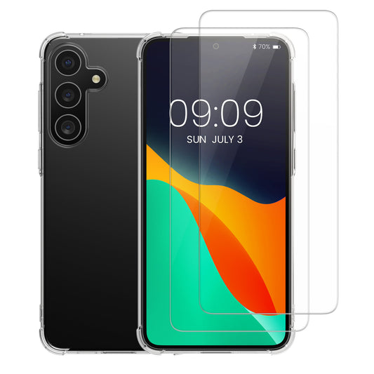 kalibri Hülle kompatibel mit Samsung Galaxy A55 5G Case - Handyhülle mit 2x Glas Schutz Folie - Cover Handyhülle