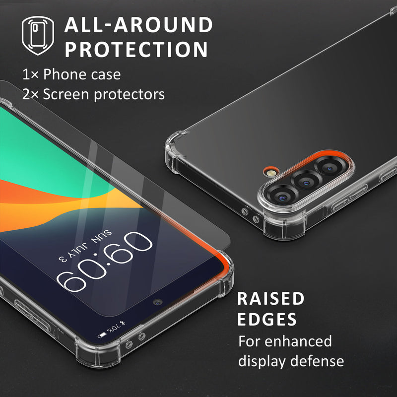 kalibri Hülle kompatibel mit Samsung Galaxy A56 5G Case - Handyhülle mit 2x Glas Schutz Folie - Cover Handyhülle