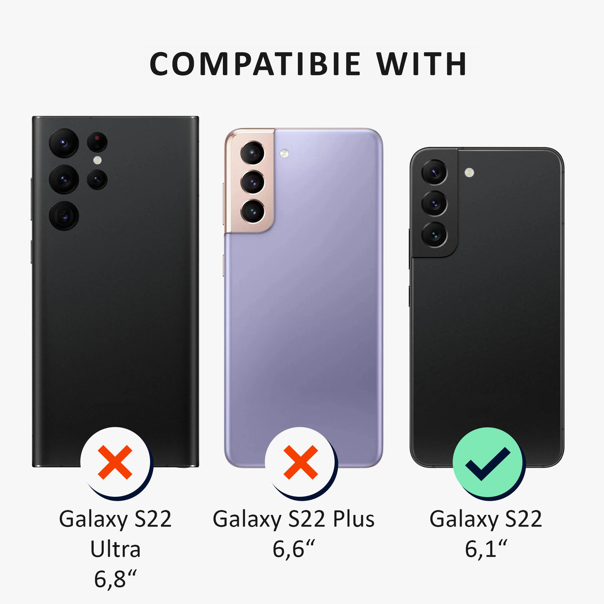 kalibri Hülle kompatibel mit Samsung Galaxy S22 Case - Handyhülle mit 2x Glas Schutz Folie - Cover Handyhülle