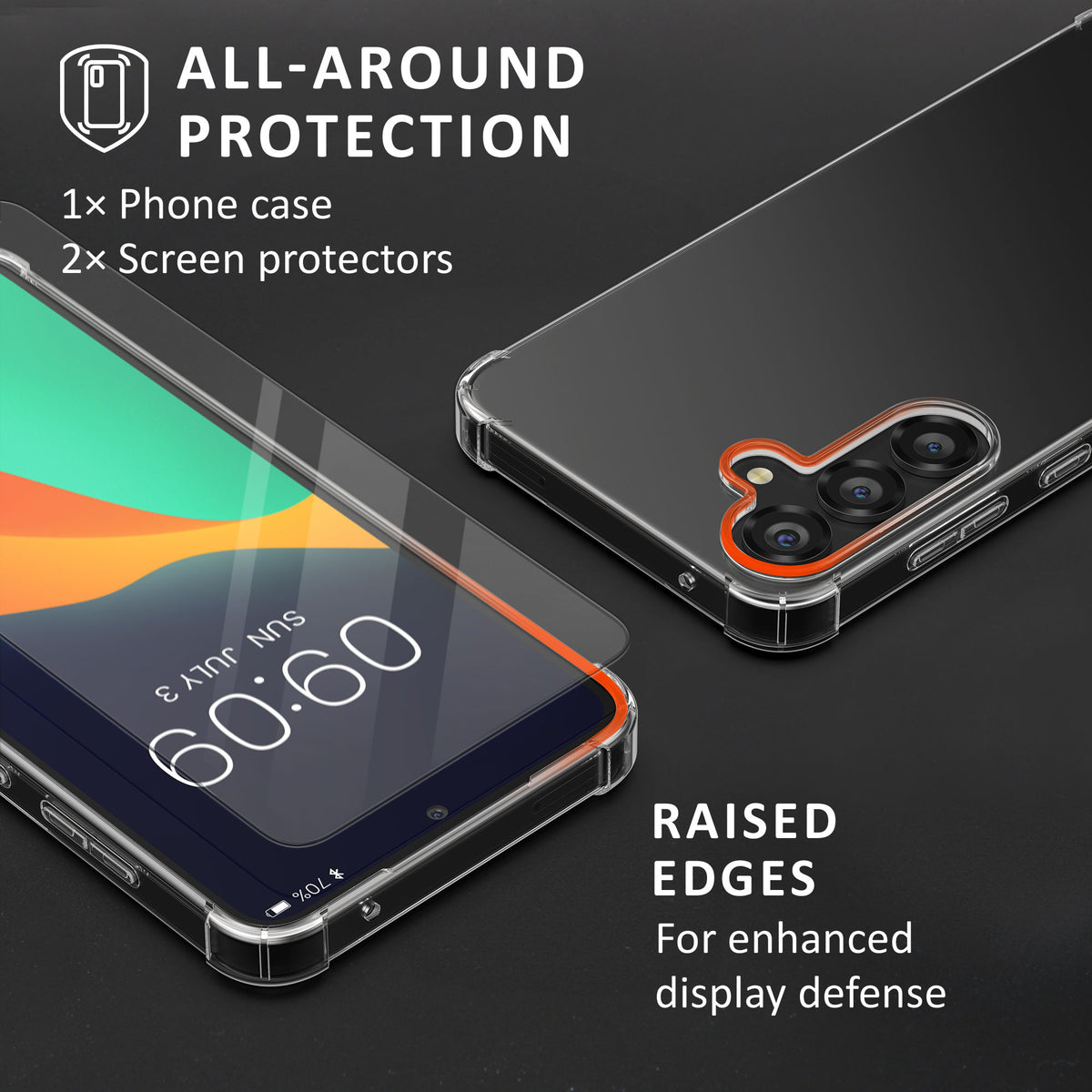 kalibri Hülle kompatibel mit Samsung Galaxy S25 Case - Handyhülle mit 2x Glas Schutz Folie - Cover Handyhülle