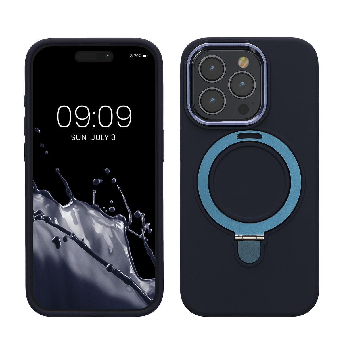 kalibri Hülle kompatibel mit Apple iPhone 15 Pro Hülle - Silikon Case kompatibel mit MagSafe - Cover mit Stand Fingerhalter
