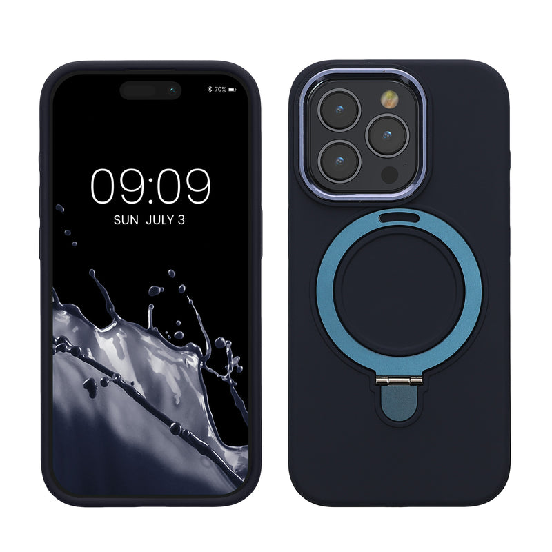 kalibri Hülle kompatibel mit Apple iPhone 15 Pro Hülle - Silikon Case kompatibel mit MagSafe - Cover mit Stand Fingerhalter