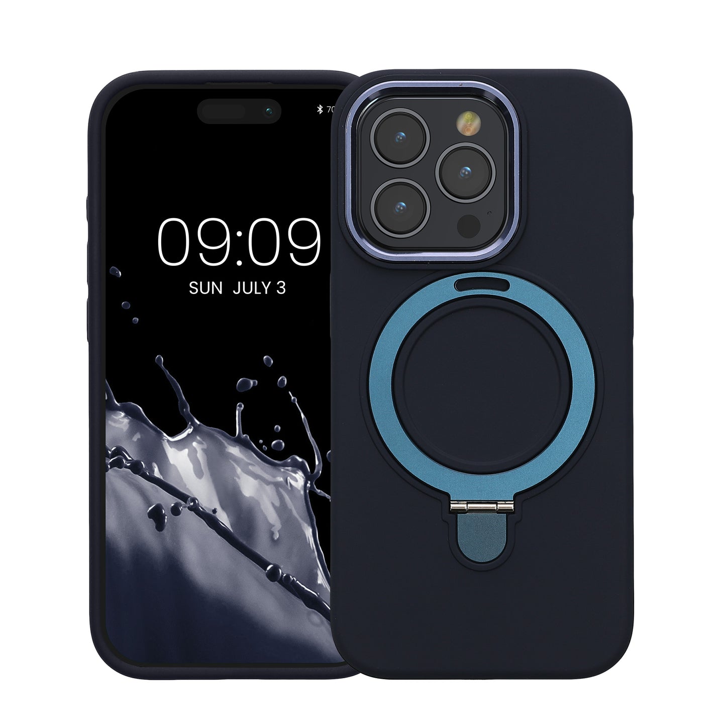 kalibri Hülle kompatibel mit Apple iPhone 15 Pro Hülle - Silikon Case kompatibel mit MagSafe - Cover mit Stand Fingerhalter
