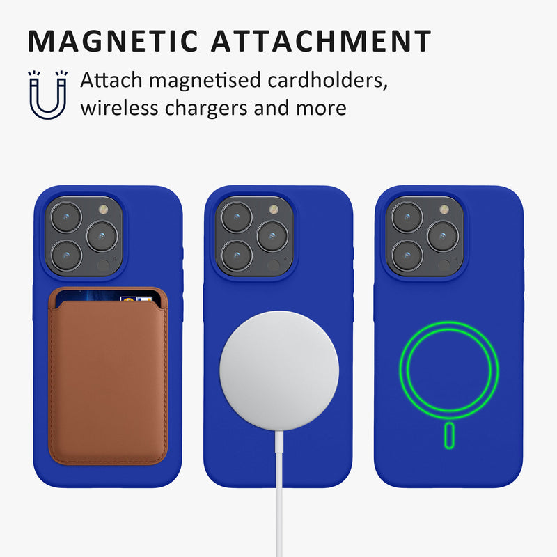 kalibri Hülle kompatibel mit Apple iPhone 15 Pro Hülle - Magnetisches Silikon Case kompatibel mit MagSafe - Cover mit 2x Schutzglas - Handyhülle gummiert