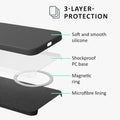 kalibri Hülle kompatibel mit Apple iPhone 15 Pro Hülle - Magnetisches Silikon Case kompatibel mit MagSafe - Cover mit 2x Schutzglas - Handyhülle gummiert