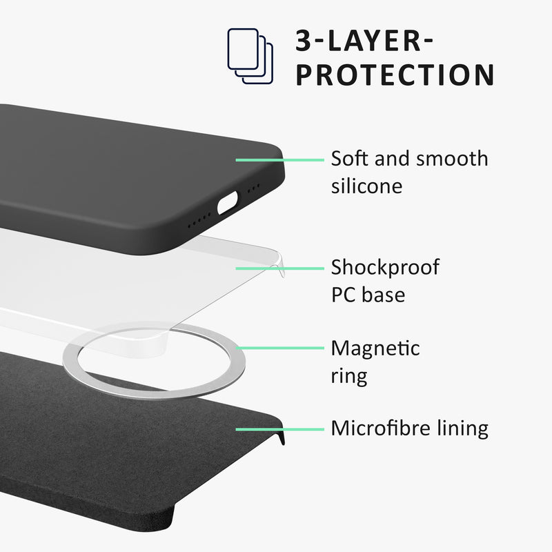 kalibri Hülle kompatibel mit Apple iPhone 15 Pro Hülle - Magnetisches Silikon Case kompatibel mit MagSafe - Cover mit 2x Schutzglas - Handyhülle gummiert