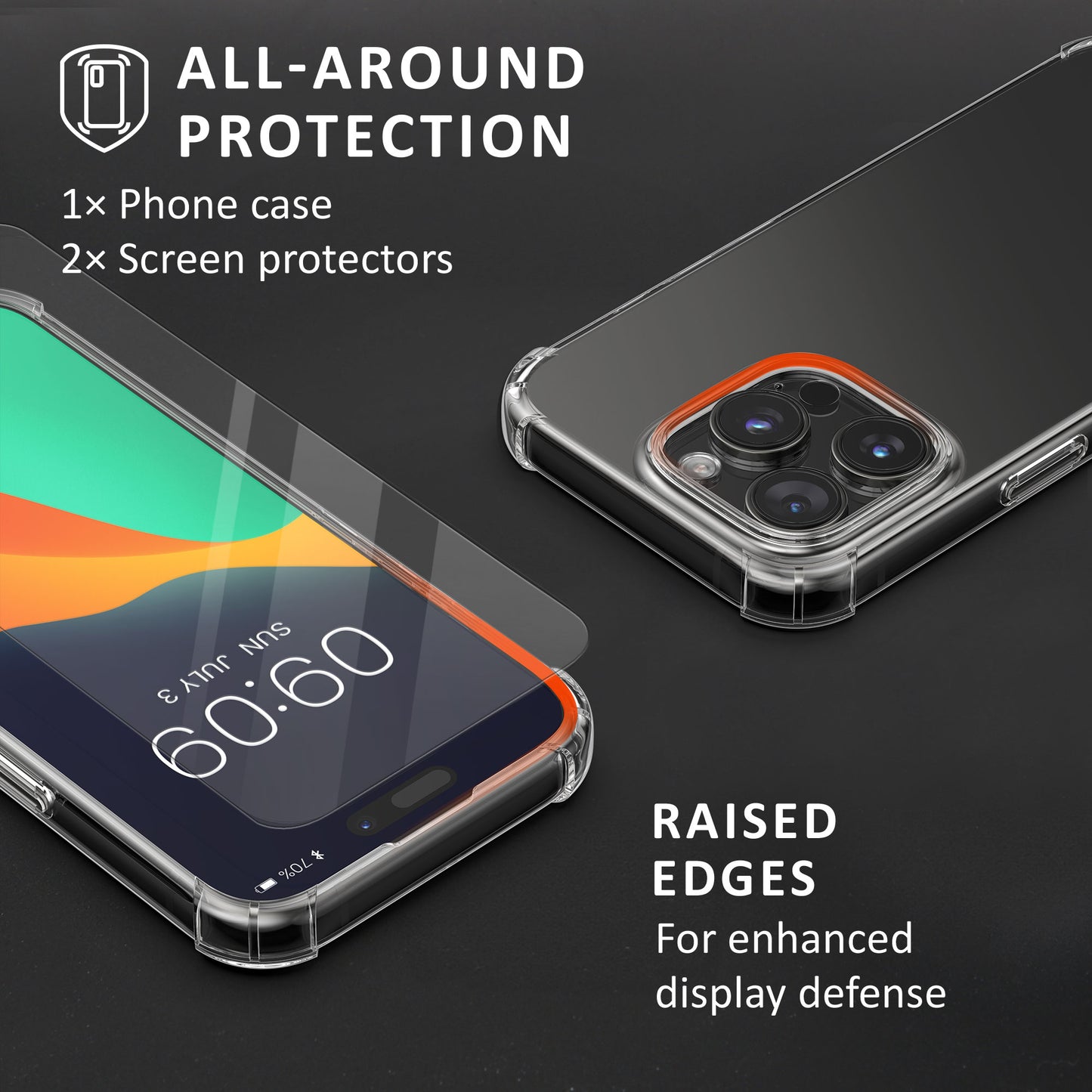 kalibri Hülle kompatibel mit Apple iPhone 16 Pro Case - Handyhülle mit 2x Glas Schutz Folie - Cover Handyhülle