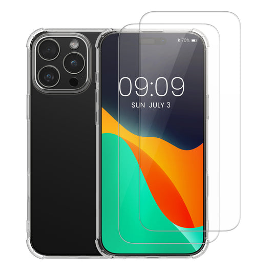 kalibri Hülle kompatibel mit Apple iPhone 16 Pro Max Case - Handyhülle mit 2x Glas Schutz Folie - Cover Handyhülle