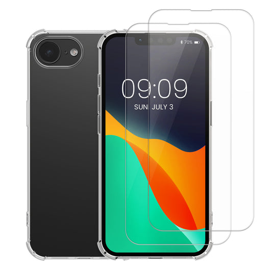 kalibri Hülle kompatibel mit Apple iPhone 17e / iPhone 16e Case - Handyhülle mit 2x Glas Schutz Folie - Cover Handyhülle