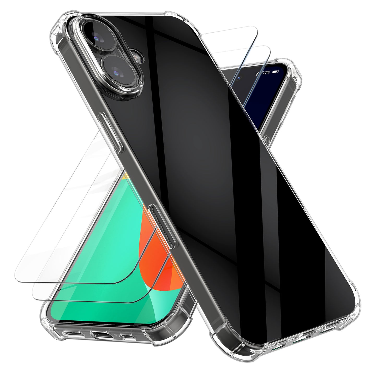 kalibri Hülle kompatibel mit Apple iPhone 17 Case - Handyhülle mit 2x Glas Schutz Folie - Cover Handyhülle