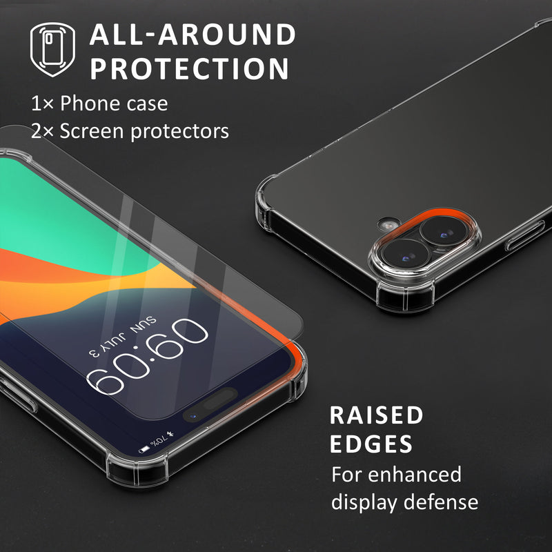kalibri Hülle kompatibel mit Apple iPhone 17 Case - Handyhülle mit 2x Glas Schutz Folie - Cover Handyhülle