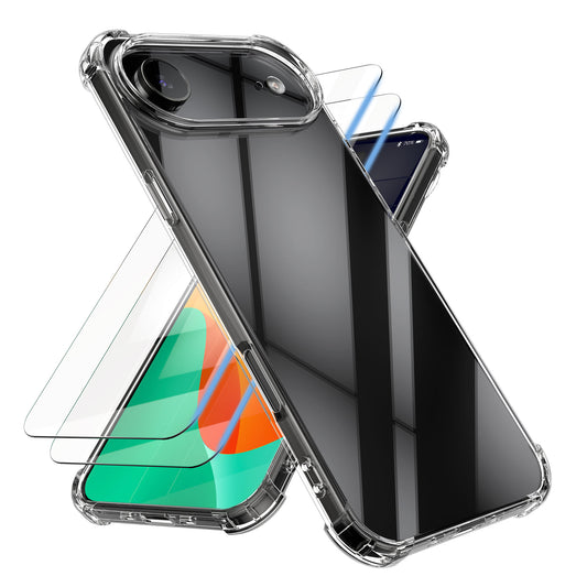 kalibri Hülle kompatibel mit Apple iPhone Air Case - Handyhülle mit 2x Glas Schutz Folie - Cover Handyhülle