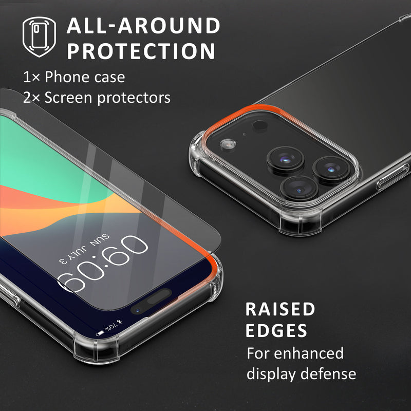 kalibri Hülle kompatibel mit Apple iPhone 17 Pro Case - Handyhülle mit 2x Glas Schutz Folie - Cover Handyhülle