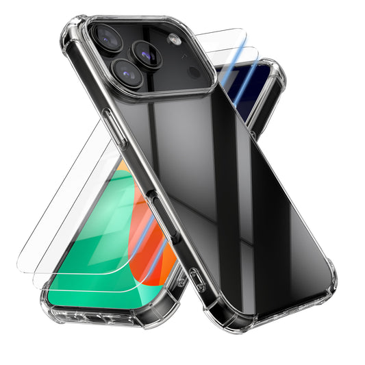 kalibri Hülle kompatibel mit Apple iPhone 17 Pro Case - Handyhülle mit 2x Glas Schutz Folie - Cover Handyhülle