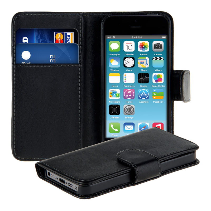 kwmobile Wallet Case Hülle kompatibel mit Apple iPhone SE (1.Gen 2016) / iPhone 5 / iPhone 5S - Cover Flip Tasche mit Kartenfach