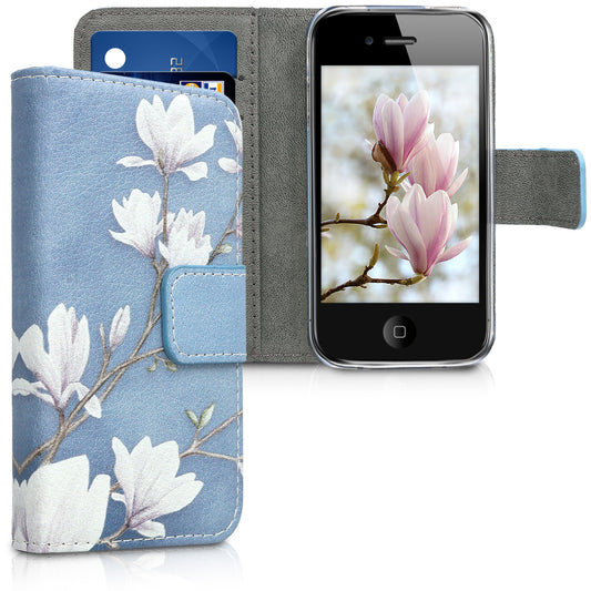 kwmobile Wallet Case kompatibel mit Apple iPhone 4 / 4S Hülle - Cover mit Ständer und Kartenfächern