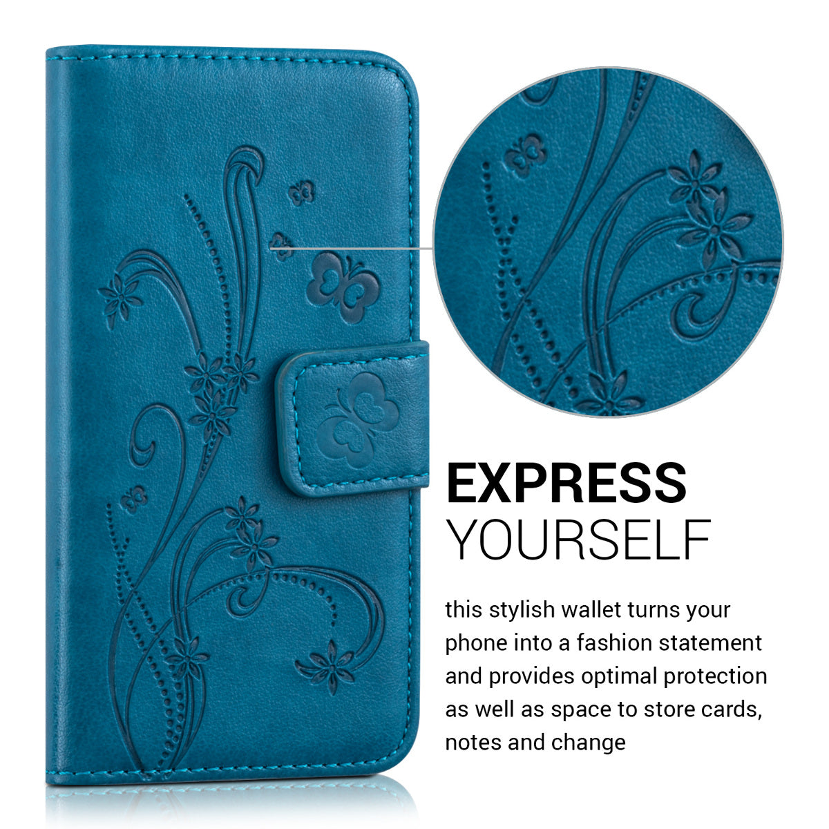 kwmobile Wallet Case kompatibel mit Apple iPhone SE (1.Gen 2016) / iPhone 5 / iPhone 5S Hülle - Cover mit Ständer und Kartenfächern