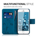 kwmobile Wallet Case kompatibel mit Apple iPhone SE (1.Gen 2016) / iPhone 5 / iPhone 5S Hülle - Cover mit Ständer und Kartenfächern