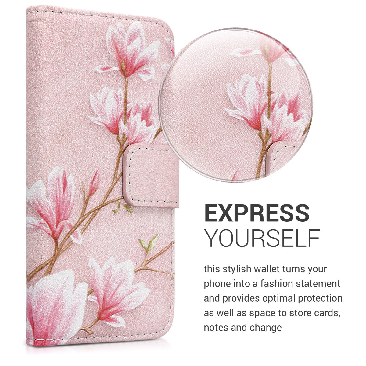 kwmobile Wallet Case kompatibel mit Apple iPhone SE (1.Gen 2016) / iPhone 5 / iPhone 5S Hülle - Cover mit Ständer und Kartenfächern