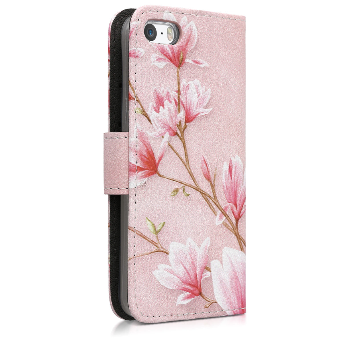 kwmobile Wallet Case kompatibel mit Apple iPhone SE (1.Gen 2016) / iPhone 5 / iPhone 5S Hülle - Cover mit Ständer und Kartenfächern